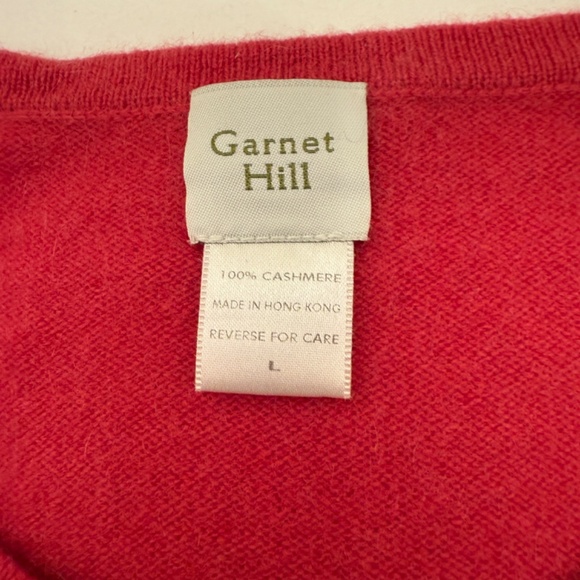 Garnet Hill Dark Pink Cashmere Cardigan Sweater w Rhinestone Buttons Large - Picture 5 of 6